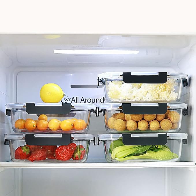 DAS TRUST 10 Pack Glass Meal Prep Containers Microwave Safe Meal Prep Bowls Food Storage Containers Glass Food Prep Containers with Lids Lunch Containers for Adults Meal Prep Lunch Box Bento Boxes - Image 5