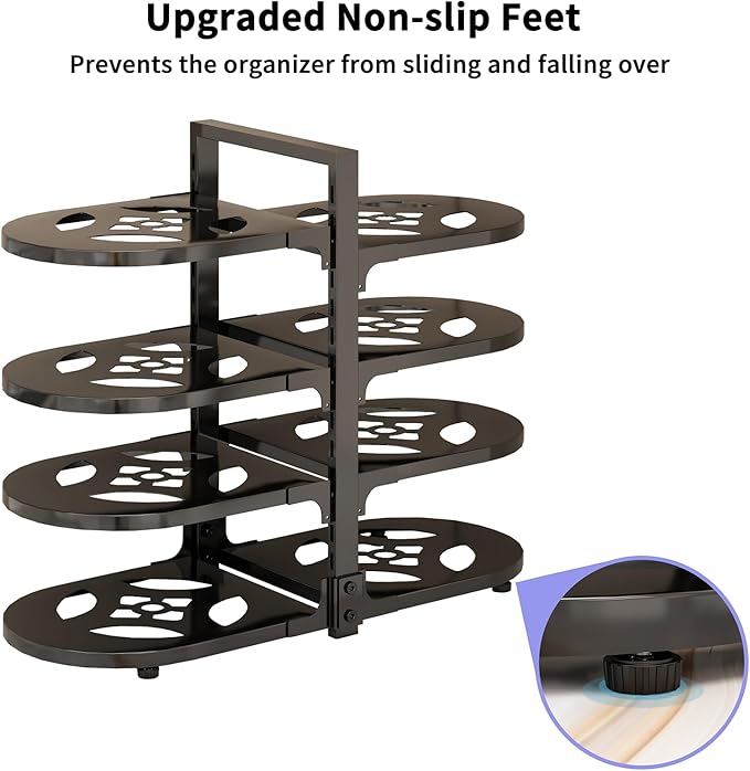 Adjustable Heavy Duty Pots and Pans Organizer Under Cabinet, 8-Tier Pot and Pan Organizers Inside Cabinet, Kitchen Cabinet Organizers and Storage, Black - Image 7