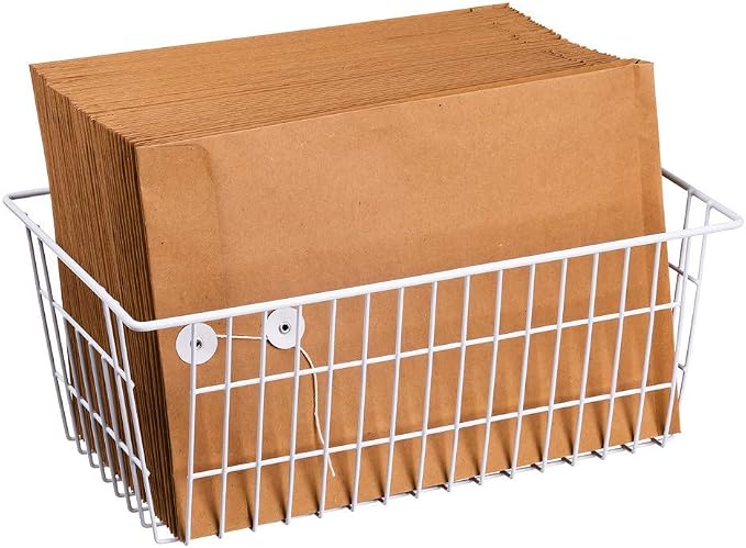 SANNO Freezer Baskets Wire Farmhouse Large Organizer Storage Bins Rack for Storage, Office, Bathroom, Pantry Organization with Handles-Set of 2, 15.7" - Image 7