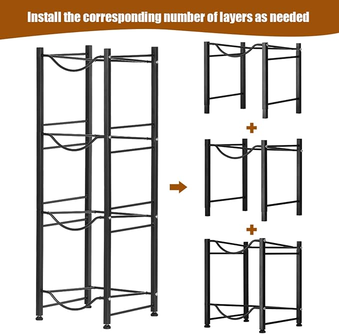 smusei 5 Gallon Water Bottle Holder 4 Tier Water Cooler Jug Stand Storage with 4 Slots for 5 Gal Water Dispenser Black Water Bottle Organizer Rack Metal for Office, Kitchen, Home - Image 3