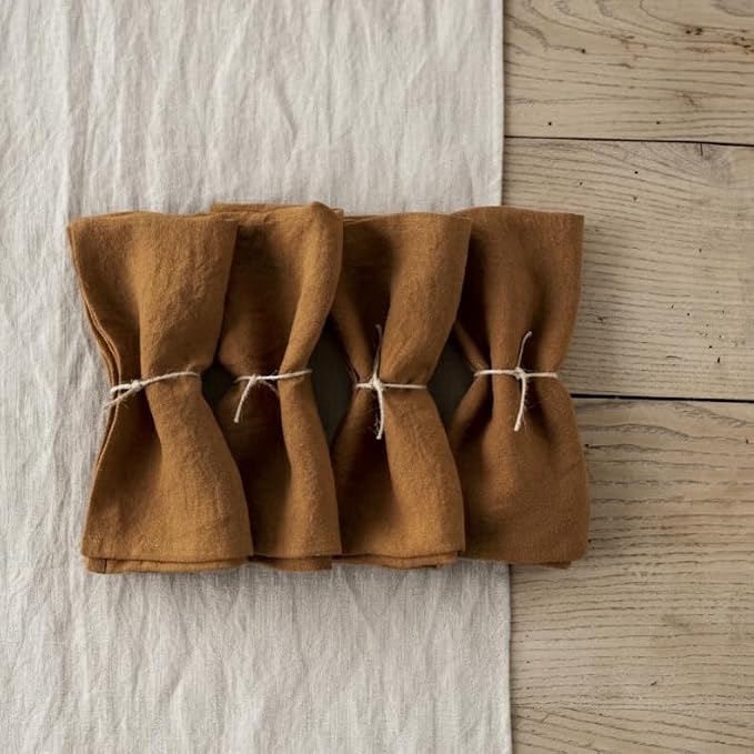 MagicLinen 100% Linen Napkins Set of 4, Soft Absorbent Dinner Napkins | European Flax, OEKO-TEX Certified, Stone-Washed Soft, Breathable, Absorbent, Set includes 4 napkins, Size 18X18in by MagicLinen