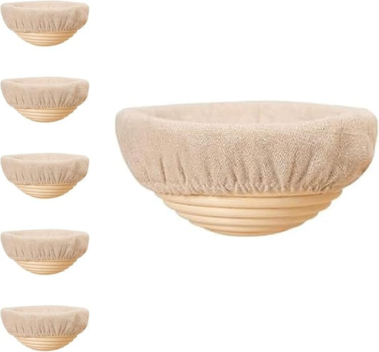 6 Pcs 6 Inch Round Banneton Bread Proofing Basket with Liner Small Banneton Bread Proofing Basket Bread Rising Bowl for Sourdough Bread Baking Making by HomeSupplies