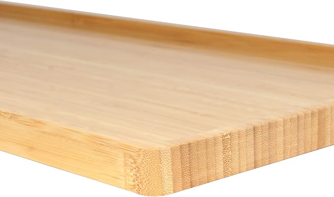 BambooMN Extra Long Rectangular Bamboo Serving Tray, Vanity, Tea, Appetizers, Snacks, Charcuterie Boards, 26" x 9" x 0.75" - 10 Trays - Image 3