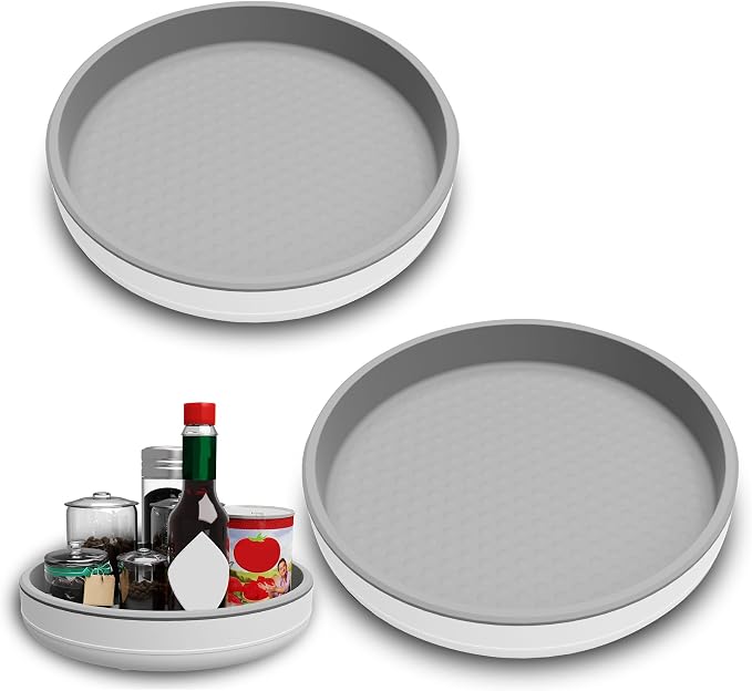 2 Pack 10 Inch Non-Skid Lazy Susan Turntable Organizers - Spinning Rack for Pantry Organization and Storage, Kitchen, Cabinet, Fridge, Bathroom Vanity, Countertop, Under Sink Organizing, Spice Rack by Unknown