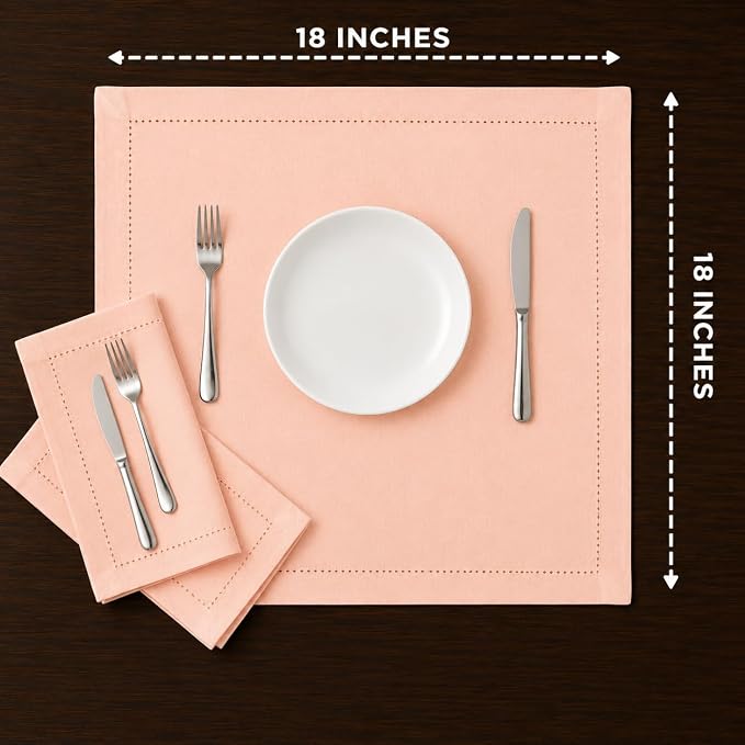 Cotton Cloth Napkins Set of 12, 18x18 Cotton Napkin Cloth Washable, Soft, Reusable Napkins for Wedding, Parties, Christmas, Thanksgiving, Everyday Use (Petal Peach) - ALPHA Living HOME - Image 4