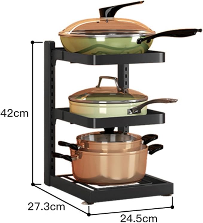 Dxcaicc Pot Organizer Rack for Under Cabinet,Height and Position are Adjustable,lid Organizer for Kitchen Cabinet Organizers and Storage,3 Layer - Image 2