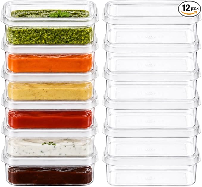 Lustroware Micro Clear Transparent Food Storage Containers with Lids – BPA-Free, Shatterproof, Dishwasher & Microwave Safe, 13oz Stackable Refrigerator Organizer Bins, Made in Japan, Set of 12 by Lustroware