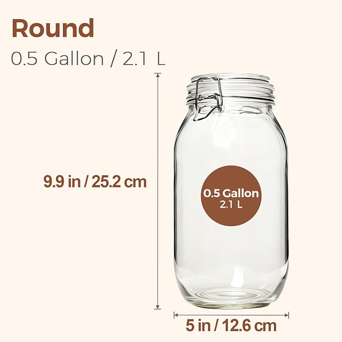 ComSaf Large Glass Jars with Airtight Lids 71 oz 3 Pack Pantry Organization | Flour sugar rice, Pickling jar, Fermenting Pantry Canisters, Sourdough starter, Large capacity, Dry goods, Sourdough pickling - Image 2