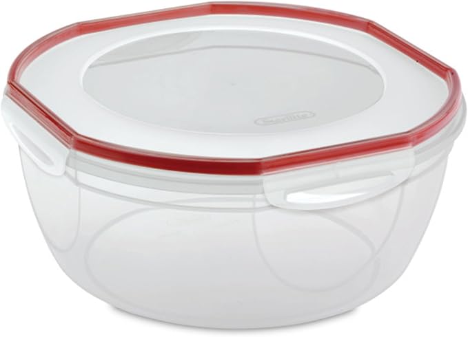 Sterilite Ultra-Seal 8.1 Qt Bowl, Large Airtight Food Storage Container, Latching Lid, Microwave and Dishwasher Safe, Clear With Red Gasket, 2-Pack | Large Latching Lid with Red Gasket, Airtight and Watertight Seal, Microwave, Freezer and Dishwasher Sa... - Image 3
