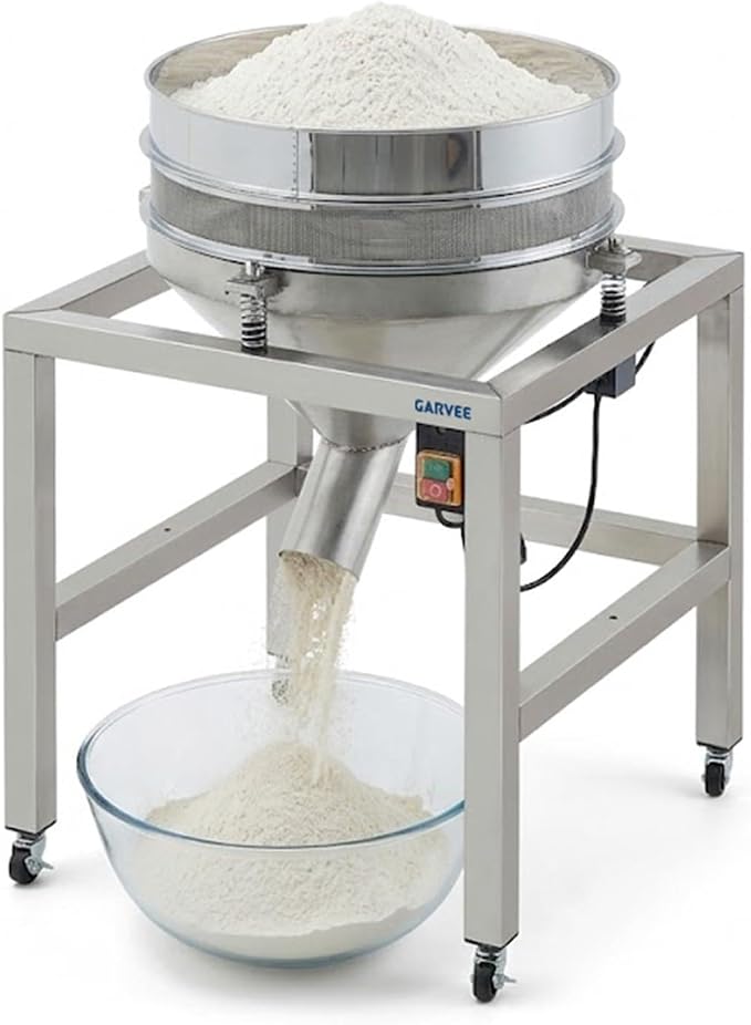 Automatic Powder Sifter Machine, Electric Flour Sieve Shaker with 40 Mesh & 100 Mesh Stainless Steel Screens, High-Speed Sifting Machine for Baking, Food | 4 Detachable Wheels, 2900R/Min, Toggle Button by Garvee
