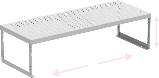 Stackable Expandable Metal Shelf Organizer - Adjustable Wire Storage Rack with Holes for Kitchen, Bathroom, Cabinet, Office - Space Saving, Durable & Sturdy Design（1PACK/Medium/White by HOMEPAGE