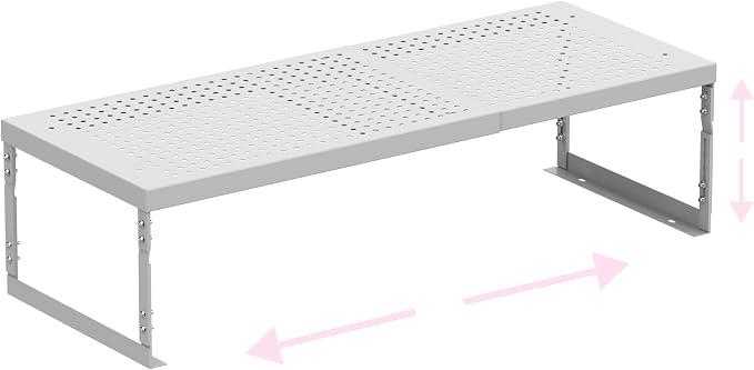 Stackable Expandable Metal Shelf Organizer - Adjustable Wire Storage Rack with Holes for Kitchen, Bathroom, Cabinet, Office - Space Saving, Durable & Sturdy Design（1PACK/Large/White by HOMEPAGE