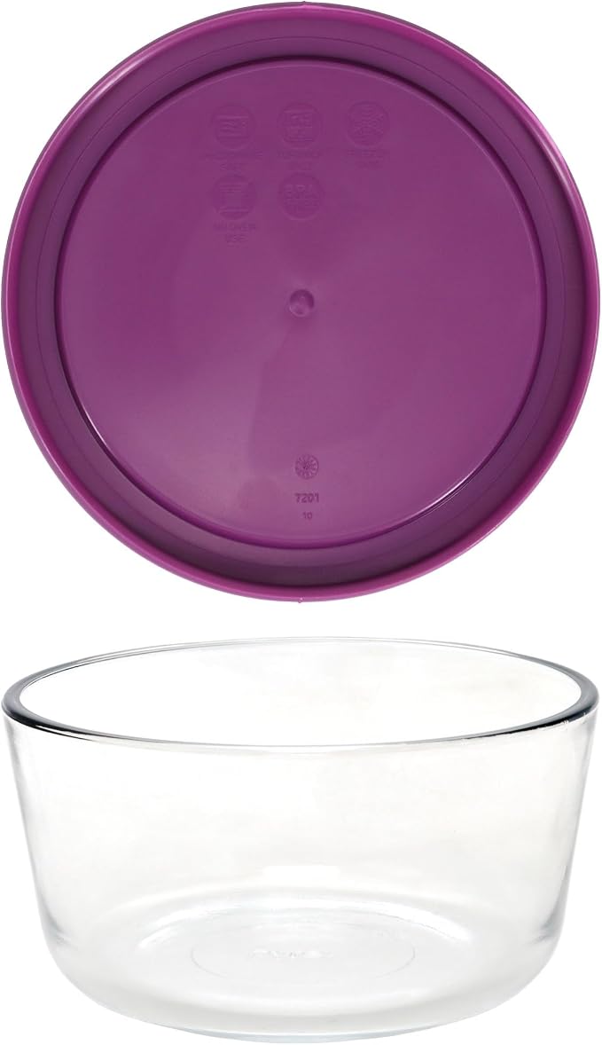Pyrex 7201 (4-Cup) Glass Bowls with Thistle Lids (4 Pack) - Made in USA | 7201-PC | BPA-Free Plastic | Top-Rack Dishwasher Safe | Refrigerator And Freezer Safe | Stackable - Image 5