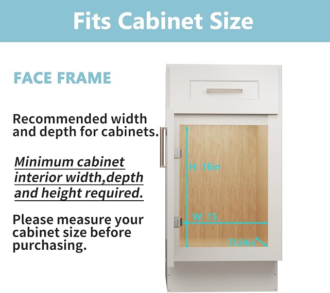 LOVMOR 2 Tier Pull Out Cabinet Organizer 13½" W x 21½" D, Slide Out Drawers with Wooden Handle, Sliding Shelves Organization and Storage for Kitchen, Pantry - Image 5