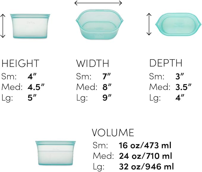 Zip Top Reusable Food Storage Bags | 3 Dish Set [Lavender] | Silicone Meal Prep Container | Microwave, Dishwasher and Freezer Safe | Made in the USA - Image 4