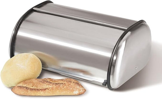 Oggi Stainless Steel Roll Top Bread Box for Kitchen Countertop with Stainless Steel Lid - Fits Multiple Large Loaves of Bread and Other Freshly Baked Goods Including Cookies, Bagels, Muffins by Unknown