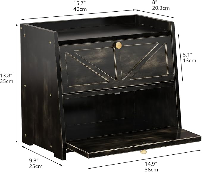 Trironsun Vintage Double Layer Bread Box for Kitchen Counter Bamboo Bread Storage Container Large Capacity Bread Storage Bin (Antique Black) - Image 5