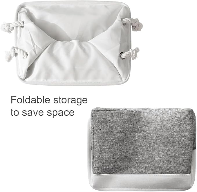 Organization and Storage Basket for Organizing - 3 Pack 16x12x12 inch Cube Storage Bin Fabric Storage Cubes for Organizer Cloth Gift Toy Closet (White & Grey) - Image 7
