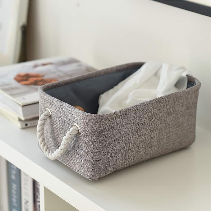 Storage Bins Basket - Storage Baskets for Organizing Shelves,Home Closet Organizer for Book Shelf Organization,Fabric Storage Cubes,Medium Decorative Grey Basket Gift - Image 8
