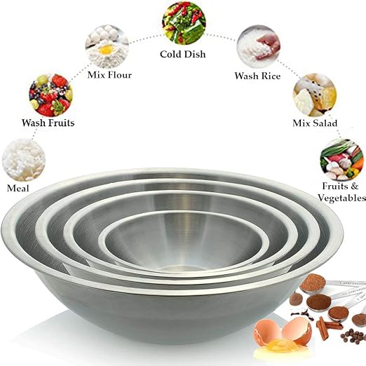 Tiger Chef Large Stainless Steel Standard Weight Mixing Bowls Set, Mirror Finish - Set Includes 13, 16, 20, and 30 Quart. - Image 6