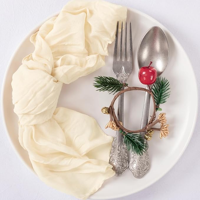 Cloth Napkins Set of 24 21"x21" Reusable Cheesecloth Napkins Bulk Beige | Boho Rustic Dinner Napkins Washable Gauze Table Napkins Cloth Hemmed Edges for Wedding Bridal Shower Family Gathering Decor - Image 6