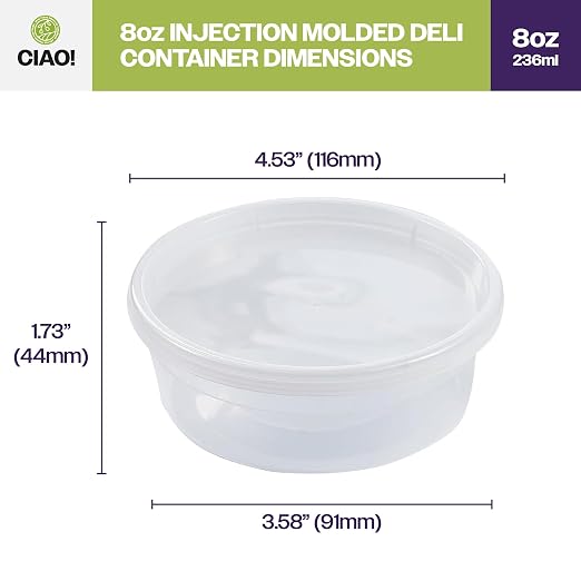 CIAO! 8OZ PP Injection Molded Soup-Deli Container with LLDPE Lid, Microwavable and BPA Free (240/240 combo pack) - Image 4