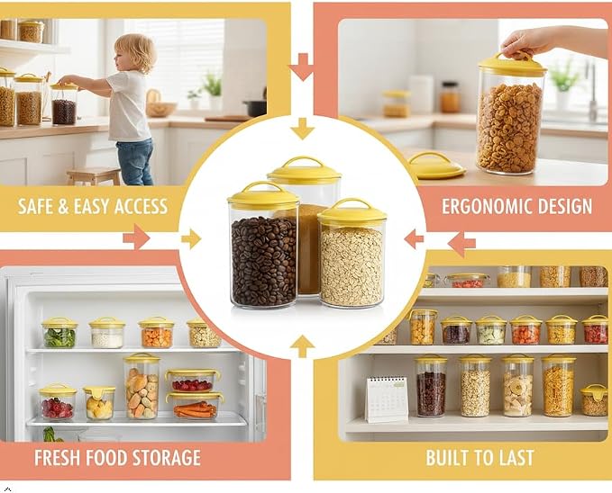 Food Storage Containers, BPA Free Airtight Canisters for Cereal, Pasta, Sugar, Coffee, Flour, Cookies, Loose Tea, for Kitchen Organization, Set of 3 by Reston Lloyd, Indigo - Image 8