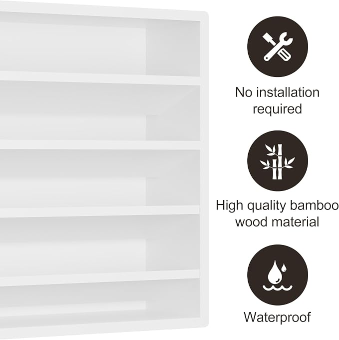 Orimade 4 Tier Spice Rack Organizer for Cabinet, Freestanding Bamboo Seasoning Rack for Countertop, Cupboard, Pantry, Kitchen, 13.18 x 4.13 x 12.2 inches(Spice Jars Not Included), White - Image 4