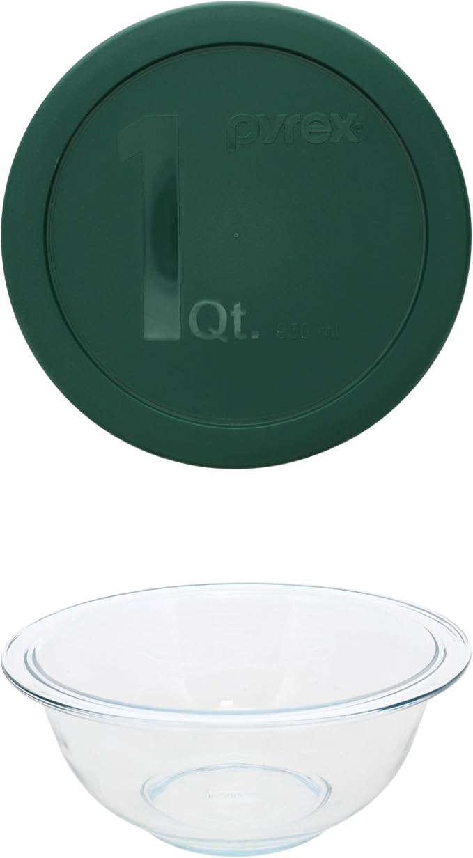 Pyrex 322 1-Quart Thyme Green Glass Mixing Bowl Set (2-Pack) - Made in USA | Nonporous Glass | BPA-Free Plastic | Rounded Shape Design | Nesting Storage Profile | Mixing Convenience - Image 2