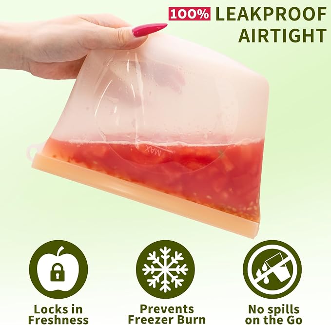 12-Packs Slider Reusable Silicone Food Storage Bags, 100% Silicone Stand-Up Wide-Open Leakproof Reusable Storage Bags for Food, Freezer Microwave Oven Dishwasher Safe, Eco-Friendly, Mixed 4L 4S 4XS - Image 3