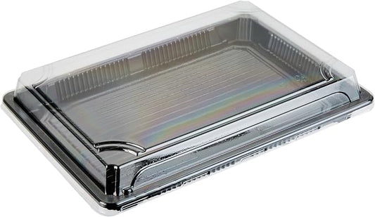 Restaurantware Plastic Sushi Trays 100 Pack of 10 x 7.2 x 1.77 Inch With Clear Lids Leak-Resistant Sushi Take Out Boxes Stackable Containers For Grab-And-Go by Restaurantware