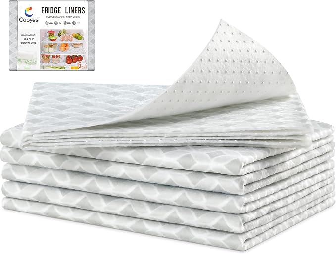 Cooyes French Door Refrigerator Liners 17.7" x 36", Absorbent Strong Grip Fridge Mats Machine Washable, Non-Adhesive Refrigerator Shelf Liner for Fridge Bins & Kitchen Cabinets by Cooyes