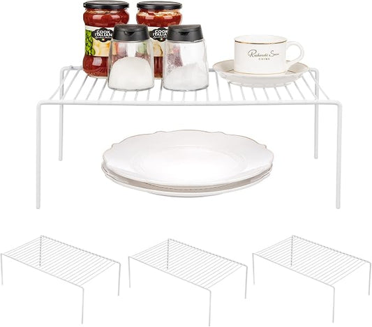 Redrubbit Large (15.7 x 9. 4 Inch) Cabinet Storage Shelf Rack, Rustproof Kitchen Counter and Cabinet Shelf, Storage Rack Organizer for Kitchen, Fridge, Cabinet, Bathroom, Set of 4 by Redrubbit