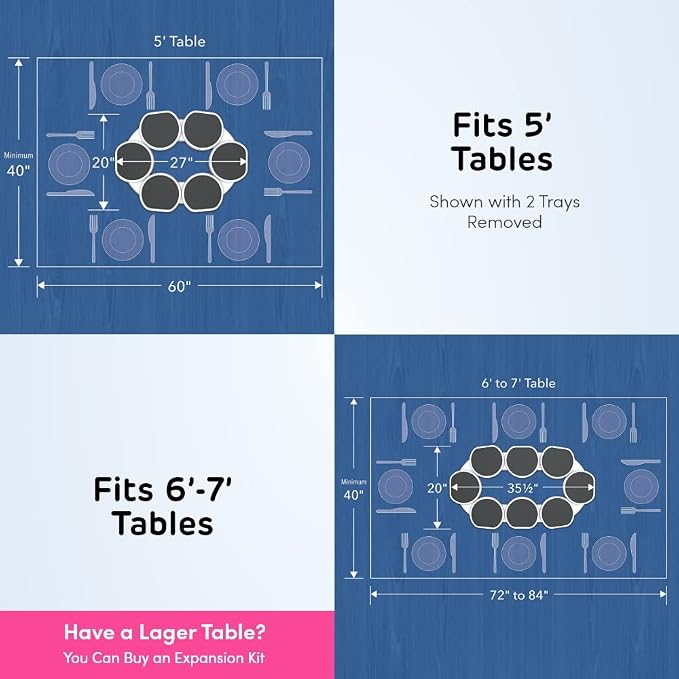 The Lazy Susan Revolution - Full Set - Dark Gray - The First Patented Lazy Susan Turntable Expandable for Rectangular & Oblong Tables - Kitchen & Dining Tables - Great Gift! Parties & Gatherings. - Image 6