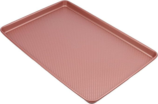 David Burke 17x11 Cookie Sheet – Carbon Steel, PFTE & PFOA Free, Oven Safe, Non-Toxic, Perfect for Baking and Roasting – Rose Gold by David+Burke
