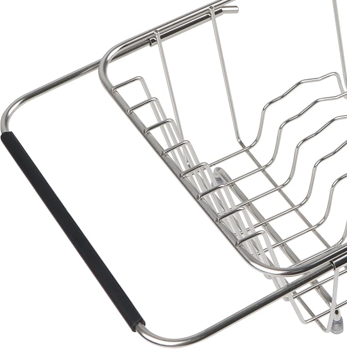 Sink Dish Drainer Rack, Expandable Stainless Steel Dish Drying Rack | 304 Stainless Steel Sink Rack with Utensil Holder, Adjustable 14.96"-20.59", Fits Inside Sink, Holds Up to 7 Upright Utensils - Image 8