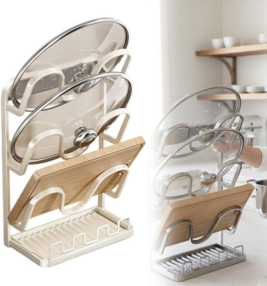 Kitchen Pot Lid Storage Rack, 2026 New Double-layer Rack, Multifunctional Lid Holder for Kitchen Countertop, Compact Pot Lid Stand for Home, Modern Kitchens Organizer for Families (White, Triple) by AIIONP