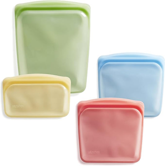 Stasher Premium Reusable Silicone Food Storage Snack Bags, 3-Pack, Artivism | Food-Safe Silicone, Eco-Friendly, Reusable Freezer Bags, Microwave, Dishwasher, Oven, Snack Bags, Lunch Containers, Meal Prep by Stasher