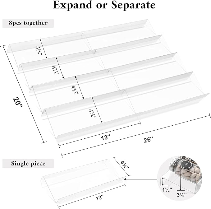 Acrylic Spice Rack Tray - Spice Drawer Organizer for Kitchen Cabinets Storage and Organization (Jars Not Included) - Image 2