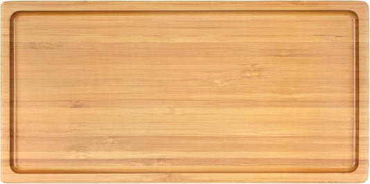 BambooMN Organic Bamboo Serving Tray, Vanity, Tea, Appetizers, Snacks, Charcuterie Board - Rounded Edges, 11"x5.5"x0.6" - 3 Trays by BambooMN