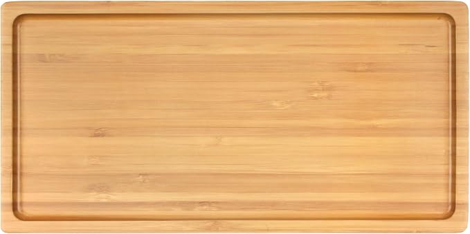 BambooMN Organic Bamboo Serving Tray, Vanity, Tea Serving, Appetizers, Snacks, Charcuterie Board - Rounded Edges, 11"x5.5"x0.6" - 1 Tray by BambooMN