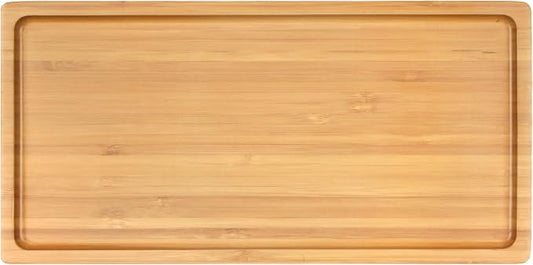 BambooMN Organic Bamboo Serving Tray, Vanity, Tea Serving, Appetizers, Snacks, Charcuterie Board - Rounded Edges, 11"x5.5"x0.6" - 1 Tray by BambooMN