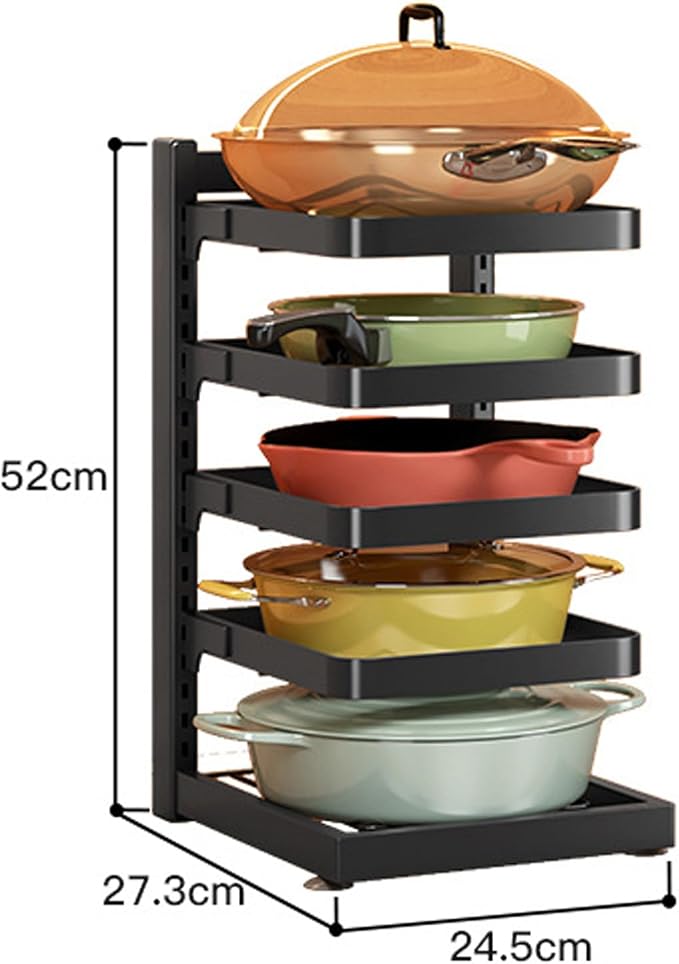Dxcaicc Pot Organizer Rack for Under Cabinet,Height and Position are Adjustable,lid Organizer for Kitchen Cabinet Organizers and Storage,5 Layer - Image 2