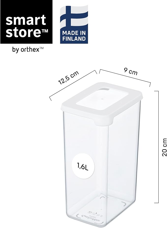 SmartStore Clear Airtight Dry Food Containers with Lids 1.6L Set of 4-20% Bio-based Plastic Storage Box with Lid, BPA Free, Dishwasher Safe - Stacking Kitchen Storage Containers - 12.5 x 9 x 20cm - Image 2