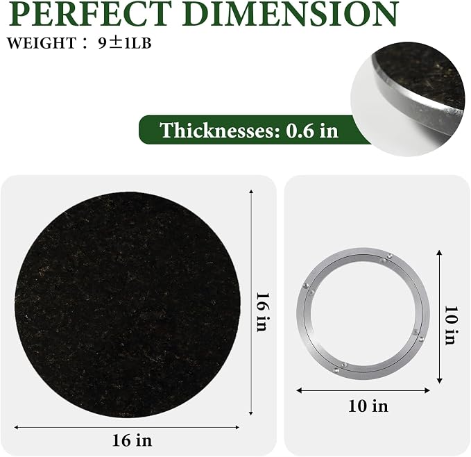 16'' Marble Lazy Susan for Kitchen Counter, Black Marble Turntable for Dinning, Lazy Susans Organizer for Cabinet, Serving Rotation Spinning Tabletop Organizer Swiveling, Spice Rack Storage - Image 2