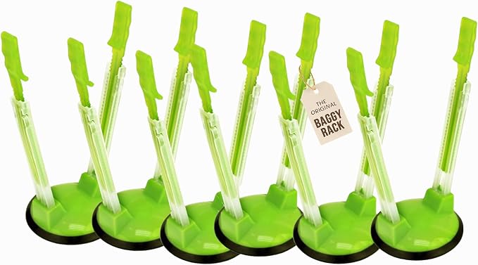Baggy Rack - (6 Pack) Sandwich Bag Racks, Clip Food Storage Bags Onto Holder, Best Opener for Freezer & Storage Baggie - Ideal Plastic Kitchen, No Hassle Cooking Gadget Solutions For a Clean Pour | Snacks, Meal Prep Ingredients With No Food Like an Ext... by Jokari