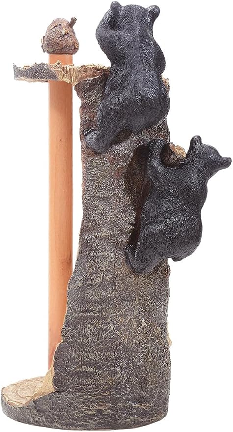 Rustic Lodge Kitchen Decor with Beehive Finial 7 1/2" Wx7 Dx15 1/2" H | Features two playful bear cubs climbing for honey on a realistic bark finish - Image 3