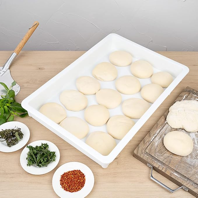 26 x 18 x 3 Inch Proofing Boxes, 10 Rectangle Dough Boxes - Stackable, Dishwasher-Safe, White Plastic Pizza Dough Boxes, Durable, Lids Sold Separately - Image 8