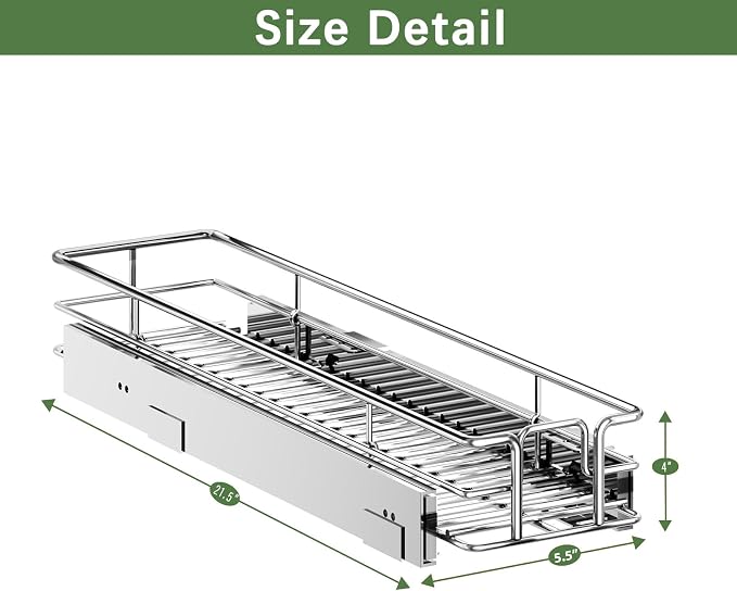 LOVMOR Pull Out Cabinet Organizer 5½" W x 21½" D, Kitchen Cabinet Pull Out Shelves Slide Out Storage - Image 3