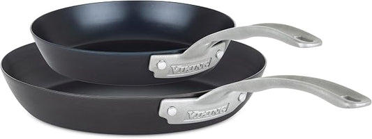 Viking Blue Carbon Steel Frying Pans, Kitchen Cookware Set, 10 and 12 Inch, Black by Unknown